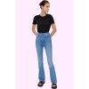 Kadın Denim Flare Jean Yüksek Bel İspanyol Paça Günlük Hafta Sonu Yaz Aylarının Vazgeçilmezi