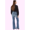 Kadın Denim Flare Pantolon Düşük Bel İspanyol Paça Günlük Hafta Sonu Yaz Aylarının Vazgeçilmezi