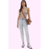 Kadın Denim Jean Boru Paça Yüksek Bel Mom Fit Düz Desen Günlük Kullanım Yaz Aylarının Vazgeçilmezi