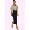 Kadın Denim Kalem Etek Kemerli Midi Boy Günlük Stil Özel Günler Yaz Aylarının Vazgeçilmezi