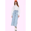 Kadın Denim Maxi Etek Yüksek Bel Kemerli Pamuk Günlük Kombinler Yaz Aylarının Vazgeçilmezi