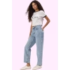 Kadın Denim Mom Jean Boru Paça Yüksek Bel 100 Pamuk Günlük Hafta Sonu Yaz Aylarının Vazgeçilmezi
