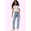 Kadın Denim Mom Jean Boru Paça Yüksek Bel 100 Pamuk Günlük Hafta Sonu Yaz Aylarının Vazgeçilmezi