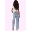 Kadın Denim Mom Jean Boru Paça Yüksek Bel 100 Pamuk Günlük Hafta Sonu Yaz Aylarının Vazgeçilmezi