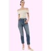 Kadın Denim Mom Jean Pantolon Yüksek Bel Boru Paça Casual Günlük Kullanım Kaliteli Malzeme