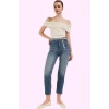 Kadın Denim Mom Jean Pantolon Yüksek Bel Boru Paça Casual Günlük Kullanım Kaliteli Malzeme