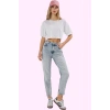 Kadın Denim Mom Jean Pantolon Yüksek Bel Dar Paça Günlük Kullanım Yaz Aylarının Vazgeçilmezi