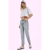 Kadın Denim Mom Jean Pantolon Yüksek Bel Dar Paça Günlük Kullanım Yaz Aylarının Vazgeçilmezi