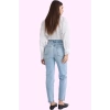 Kadın Denim Mom Jean Pantolon Yüksek Bel Düz Desen Günlük Stil Hafta Sonu Kaliteli Malzeme