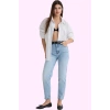 Kadın Denim Mom Jean Pantolon Yüksek Bel Düz Desen Günlük Stil Hafta Sonu Kaliteli Malzeme