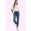 Kadın Denim Mom Jean Rahat Kalıp Uzun Boy Kesikli Paça Günlük Hafta Sonu Dayanıklı Malzeme