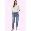 Kadın Denim Mom Jean Rahat Kalıp Uzun Boy Kesikli Paça Günlük Hafta Sonu Dayanıklı Malzeme