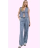 Kadın Denim Pantolon Geniş Paça Çizgili Yüksek Bel Yaz Günlük Kullanım Stilin Buluştuğu Yer