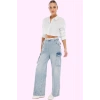 Kadın Denim Pantolon Pamuk Yüksek Bel Geniş Paça Rahat Kalıp Günlük Kullanım Modern Tasarım