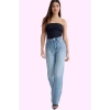Kadın Denim Pantolon Yüksek Bel Geniş Paça Pamuk Tüm Sezonlar Günlük Kullanım Modern Tasarım
