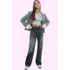 Kadın Denim Pantolon Yüksek Bel Geniş Paça Rigid Dokuma Pamuk Günlük Kullanım Modern Tasarım
