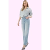 Kadın Denim Pantolon Yüksek Bel Geniş Paça Sürdürülebilir Günlük Kullanım Kaliteli Malzeme