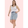 Kadın Denim Regular Şort Yüksek Bel Geniş Paça Günlük Kullanım Hafta Sonu Kaliteli Malzeme