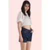 Kadın Denim Şort Baskılı Desen Yüksek Bel Boru Paça Pamuklu Günlük Kombinler Modern Tasarım