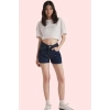 Kadın Denim Şort Baskılı Desen Yüksek Bel Boru Paça Pamuklu Günlük Kombinler Modern Tasarım