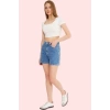 Kadın Denim Şort Geniş Paça Pamuk Yaz Aylarının Vazgeçilmezi Günlük Kullanım Modern Tasarım
