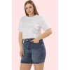 Kadın Denim Şort Yüksek Bel Regular Boy Taşlı Detaylar Günlük Kombinler Yaz Aylarının Vazgeçilmezi