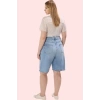 Kadın Denim Şort Yüksek Bel Straight Fit Kısa Boy Pamuklu Günlük Kullanım Kaliteli Malzeme