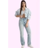Kadın Denim Straight Jean; Yüksek Bel Boru Paça Pamuk Günlük Kullanım Yaz Aylarının Vazgeçilmezi