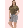 Kadın Denim Yüksek Bel Geniş Paça Şort Regular Boy Günlük Stil Hafta Sonu Kaliteli Malzeme