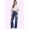 Kadın Denim Yüksek Bel Wide Leg Jean Pantolon Günlük Kombinler Hafta Sonu Kaliteli Malzeme