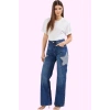 Kadın Denim Yüksek Bel Wide Leg Jean Pantolon Günlük Kombinler Hafta Sonu Kaliteli Malzeme