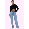 Kadın Denim Yüksek Bel Wide Leg Pantolon Pamuk Tüm Sezonlar İçin Rahatlık Günlük Kombinler