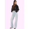 Kadın Düz Denim Wide Leg Pantolon Pamuk Rahat Günlük Kullanım Hafta Sonu Dayanıklı Malzeme