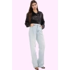 Kadın Düz Denim Wide Leg Pantolon Pamuk Rahat Günlük Kullanım Hafta Sonu Dayanıklı Malzeme