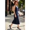 Kadın Düz Desen Askılı Bodycon Midi Denim Elbise Şık ve Rahat Günlük Kombinler İçin Kaliteli