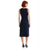 Kadın Düz Desen Kolsuz Bodycon Midi Denim Elbise Yırtmaçlı Bisiklet Yaka Şık ve Rahat Kombinler