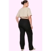 Kadın Düz Desen Regular Örme Pantolon Yüksek Bel Kaşkorse Dokuma Günlük Yaz Aylarının Vazgeçilmezi