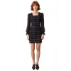 Kadın Ekose A Kesim Mini Elbise Kare Yaka Dokuma Tüvit Kumaşıyla Sonbahar Kış Kombinleri Kaliteli