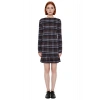 Kadın Ekose Desenli Bodycon Kalıp Gipeli Uzun Kollu Örme Mini Elbise Kış Sezonu İçin Şık Ve Modern