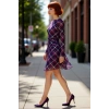 Kadın Ekose Desenli Skater Elbise Bisiklet Yaka Uzun Kollu Astarlı Mini Günlük Şıklık