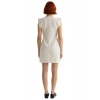 Kadın Ekru Dokuma Tüvit A Kesim Shift Kalıp Kolsuz Mini Elbise Şık Omuz Detaylı Cool Comfort