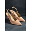 Kadın Elegant Ayakkabı Arkası Açık Kısa Topuklu Ayakkabı Özel Tasarım Abiye Ayakkabı