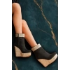 Kadın Elegant Ayakkabı Dolgu Topuk Fermuarlı Bot Daina Özel Tasarım Abiye Ayakkabı