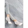 Kadın Elegant Ayakkabı İnce Topuklu Alçak Platform Ayakkabı Özel Tasarım Abiye Ayakkabı