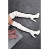Kadın Elegant Ayakkabı Kalın Topuk Diz Üstü Streç Çizme Özel Tasarım Abiye Ayakkabı