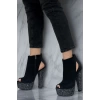 Kadın Elegant Ayakkabı Kalın Topuklu Arka Açık Platform Ayakkabı Özel Tasarım Abiye Ayakkabı