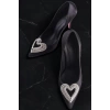 Kadın Elegant Ayakkabı Kalp Tokalı Stiletto Topuklu Ayakkabı Özel Tasarım Abiye Ayakkabı