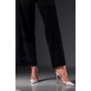 Kadın Elegant Ayakkabı Şeffaf Bant Sivri Burun Topuklu Terlik Özel Tasarım Abiye Ayakkabı