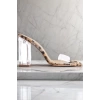 Kadın Elegant Ayakkabı Şeffaf Topuklu Terlik Özel Tasarım Abiye Ayakkabı