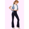 Kadın Esnek Örme Pantolon Yüksek Bel İspanyol Paça Flare Günlük Stil Yaz Aylarının Vazgeçilmezi